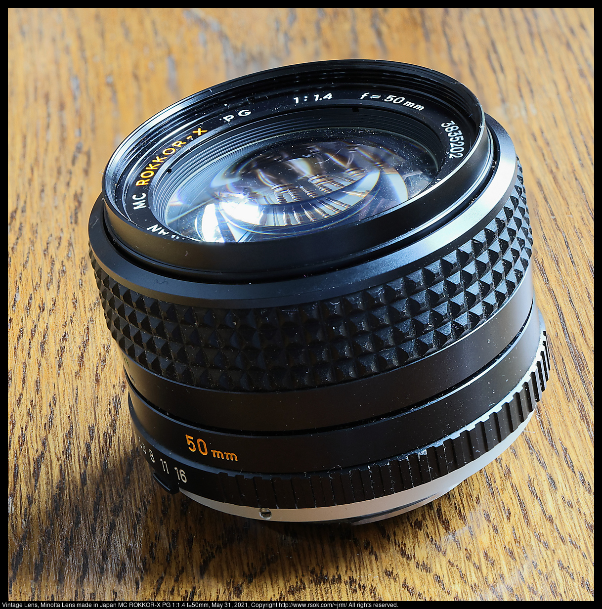 Vintage Lens, Minolta Lens made in Japan MC ROKKOR-X PG 1:1.4 f=50mm, May 31, 2021